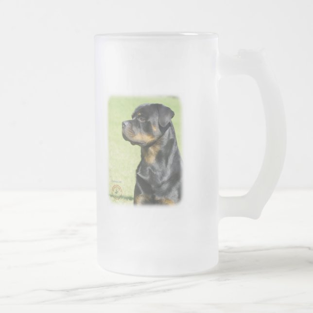 Taza De Cristal Esmerilado Rottweiler (Derecha)