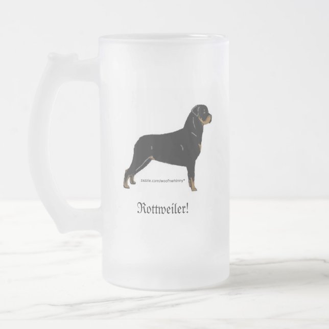 Taza De Cristal Esmerilado Rottweiler (Izquierda)