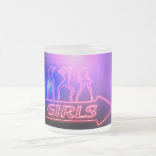 Taza De Cristal Esmerilado Rótulo de Chicas rosados neón Thunder_Cove