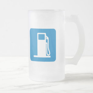 Taza De Cristal Esmerilado Rótulo de la carretera de la gasolinera