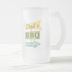 Taza De Cristal Esmerilado Rótulo retro de la barbacoa del Grunge del papá