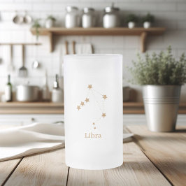 Taza De Cristal Esmerilado Rótulo Zodiac moderno Libra de oro | Aire de eleme