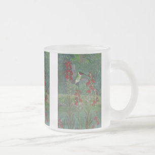 Taza De Cristal Esmerilado Rubí-garganta y flor cardinal