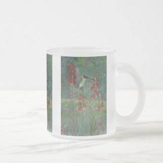 Taza De Cristal Esmerilado Rubí-garganta y flor cardinal