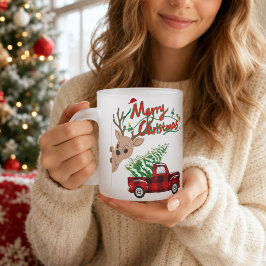 Taza De Cristal Esmerilado Rudolph personalizado Feliz Navidad Camión vintage