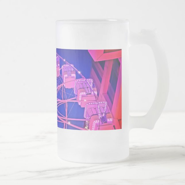 Taza De Cristal Esmerilado Rueda de la fortuna rosa y púrpura (Derecha)