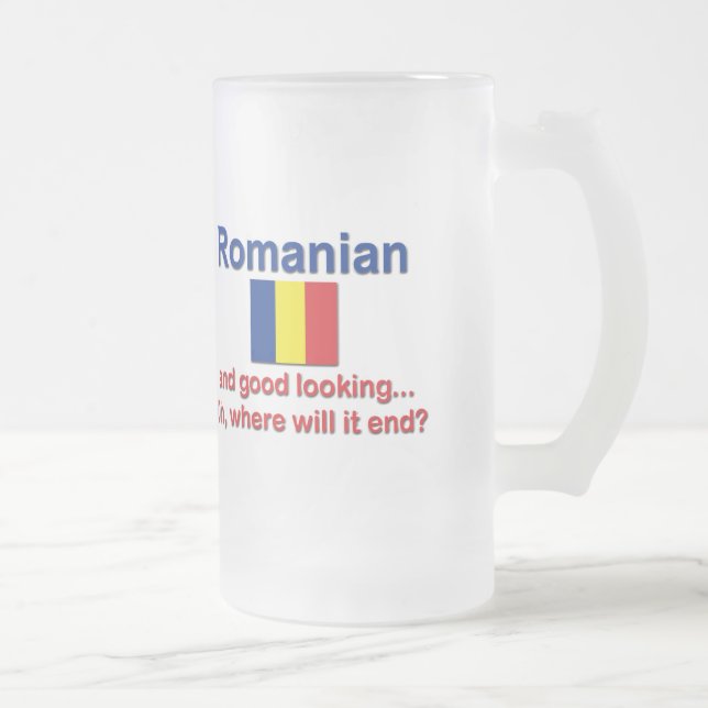 Taza De Cristal Esmerilado Rumano apuesto (Derecha)