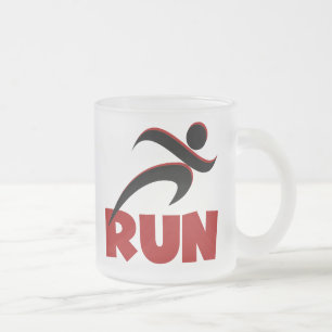 Taza De Cristal Esmerilado RUN Red