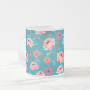 Taza De Cristal Esmerilado Rustic-Style Watercolor Wildflowers