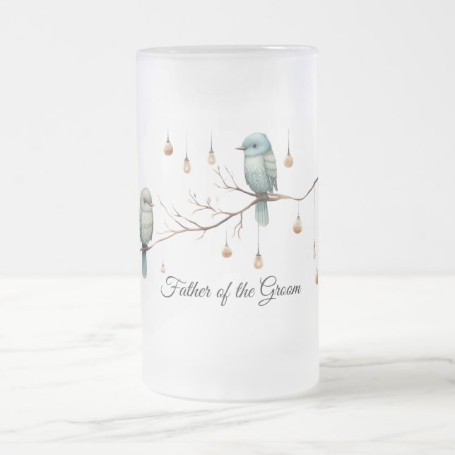 Taza De Cristal Esmerilado Rustic Woodland Love Birds Celebration (Centro)
