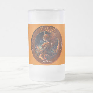Taza De Cristal Esmerilado Sagitario Zodiaco Personalizable con Fecha 