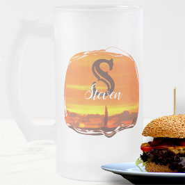Taza De Cristal Esmerilado Sailboat Sunset 1300