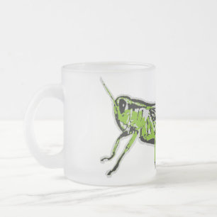 Taza De Cristal Esmerilado Saltamontes del verde del arte pop
