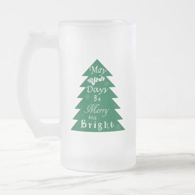 Taza De Cristal Esmerilado Saludo de Árbol de Navidad (pocos copos) (Izquierda)