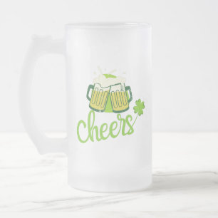 Taza De Cristal Esmerilado Saludos con Shamrock - Día de San Patricio