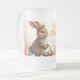 Taza De Cristal Esmerilado Saludos de primavera del conejo de Pascua