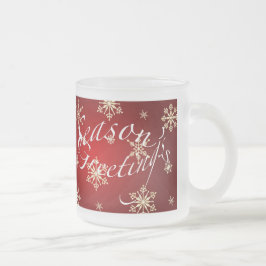 Taza De Cristal Esmerilado Saludos de temporada: Red Holiday Glass Mug Set