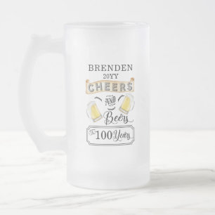 Taza De Cristal Esmerilado Saludos y cervezas a los cien años cumpleaños