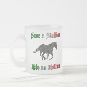 Taza De Cristal Esmerilado Salva un semental, monta un Mug helado italiano