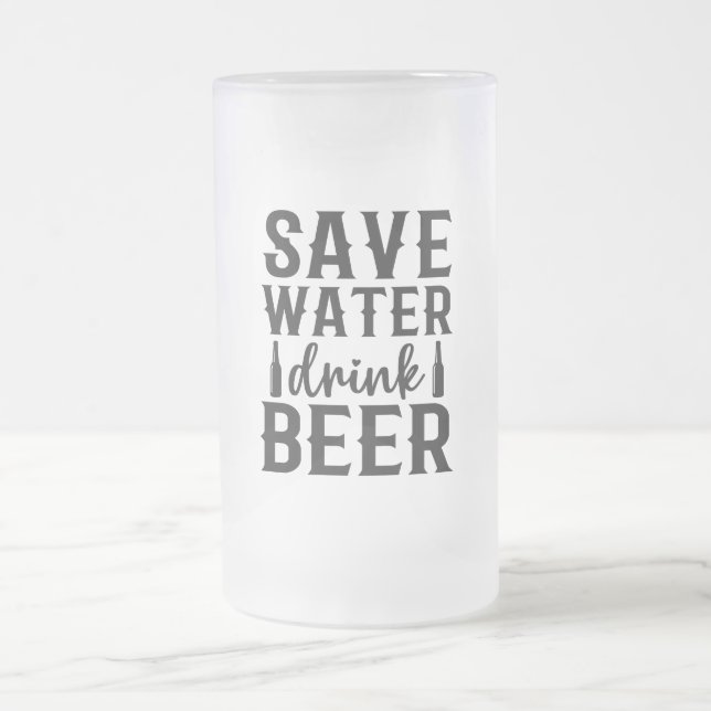 Taza De Cristal Esmerilado Salvar el agua beber cerveza frosted Mug (Centro)