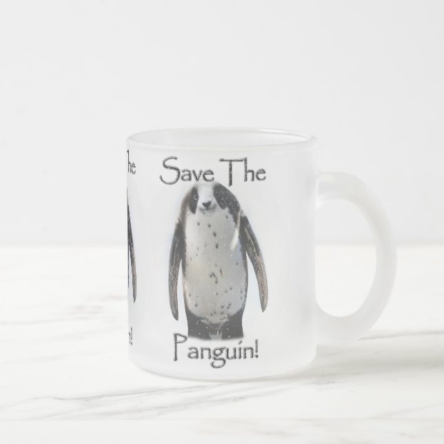 Taza De Cristal Esmerilado ¡Salven el Panguin! (Derecha)