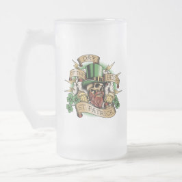 Taza De Cristal Esmerilado San Patricio, Día de la Cerveza, Calavera, Duende,