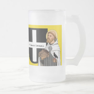 Taza De Cristal Esmerilado San Piran de Cornualles (SAE 01) y su Escudo