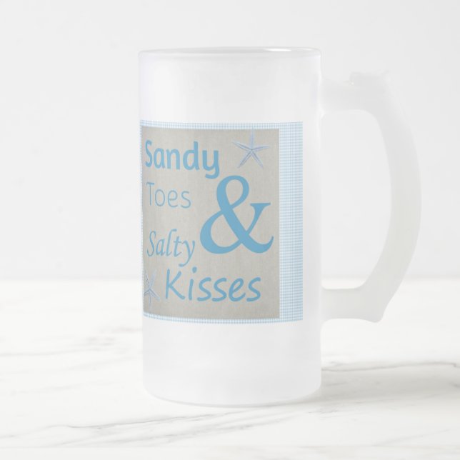 Taza De Cristal Esmerilado Sandy Toes and Salty Kisses Beach Life Cita (Derecha)