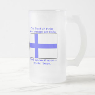 Taza De Cristal Esmerilado Sangre de los flujos de Finns venas a veces cervez