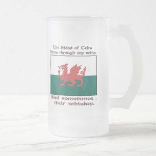 Taza De Cristal Esmerilado Sangre galesa de celtas fluye venas a veces Whiske