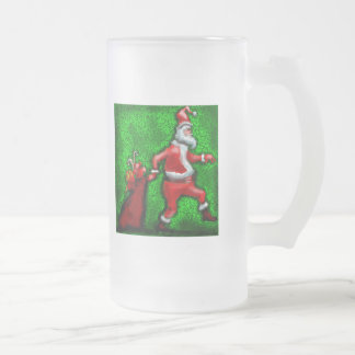 Taza De Cristal Esmerilado Santa Claus