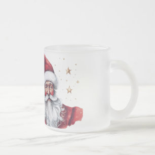 Taza De Cristal Esmerilado Santa Claus festiva con estrellas