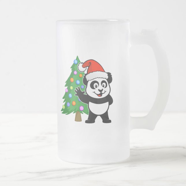 Taza De Cristal Esmerilado Santa Claus Panda (Derecha)
