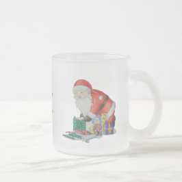 Taza De Cristal Esmerilado santa linda con presantes para navidades