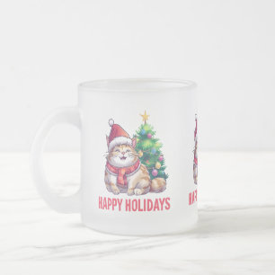 Taza De Cristal Esmerilado Santa Paws desea Felices Fiestas