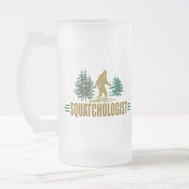 Taza De Cristal Esmerilado Sasquatch divertido, Bigfoot (Izquierda)