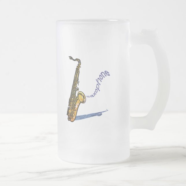 Taza De Cristal Esmerilado Saxofón (Derecha)