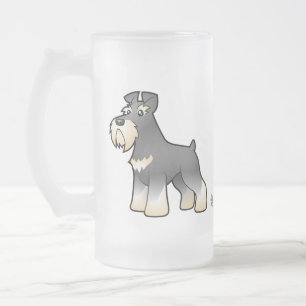 Taza De Cristal Esmerilado Schnauzer gigante/estándar/miniatura del dibujo
