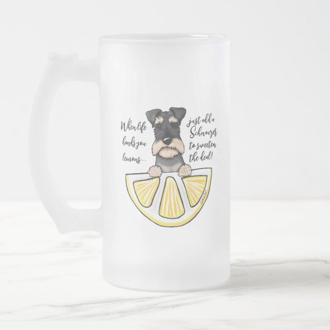 Taza De Cristal Esmerilado Schnauzer Life Lemons Frost Glass Beer Mug (Izquierda)