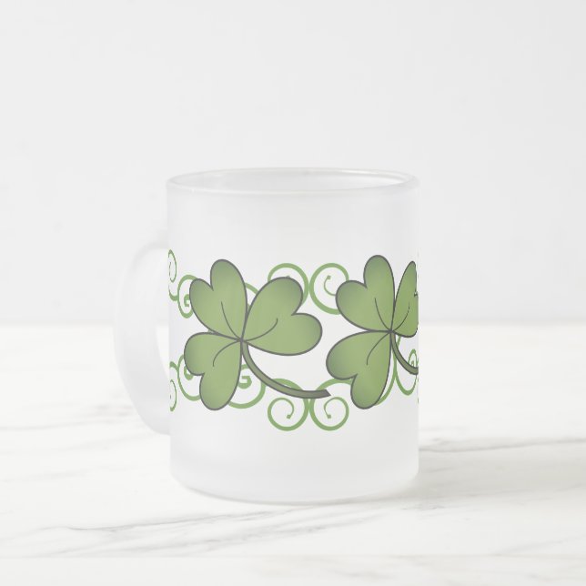 Taza De Cristal Esmerilado Scroll & Shamrock (Anverso izquierdo)