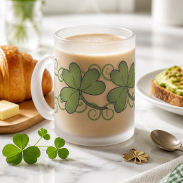 Taza De Cristal Esmerilado Scroll & Shamrock