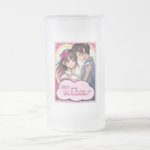 Taza De Cristal Esmerilado Sé mi San Valentín al estilo Manga 58477