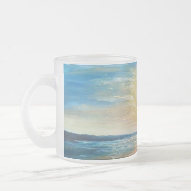 Taza De Cristal Esmerilado Seaside Sunrise Ocean Sunset Radiset Seascape Dolo (Izquierda)