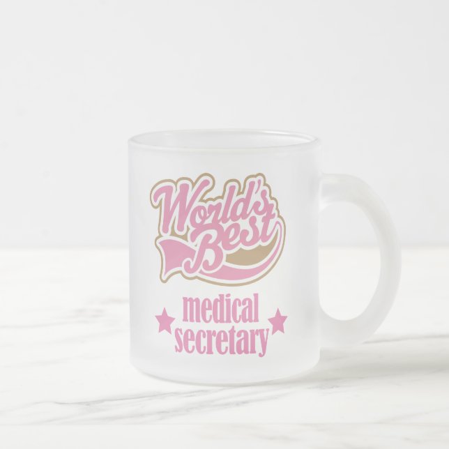 Taza De Cristal Esmerilado Secretaria médica Gift (mundos mejores) (Derecha)