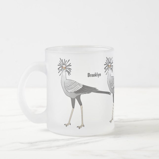 Taza De Cristal Esmerilado Secretary bird cartoon illustration  (Izquierda)