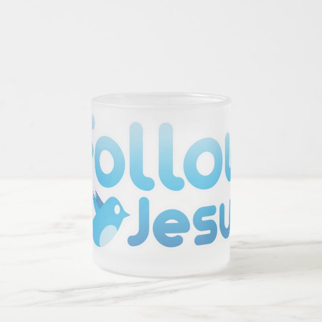 Taza De Cristal Esmerilado Seguir el Humor en Twitter de Jesucristo (Centro)