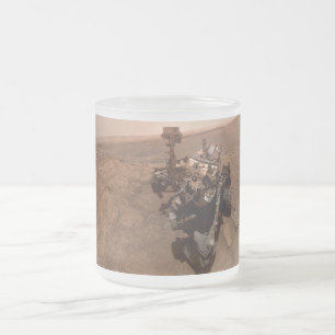 Taza De Cristal Esmerilado Selfie de Mars Curiosity Paisaje Marciano Rojo