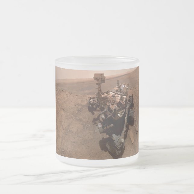 Taza De Cristal Esmerilado Selfie de Marte Curiosity Marciano Rojo (Centro)