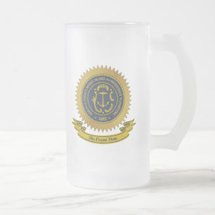 Taza De Cristal Esmerilado Sello de Rhode Island