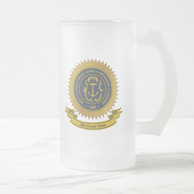 Taza De Cristal Esmerilado Sello de Rhode Island (Derecha)